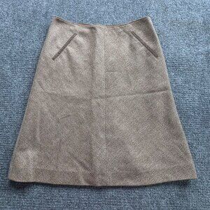 VTG Banana Republic Skirt Womens 4 Brown Wool‎ Herringbone Lined Hong Kong Retro